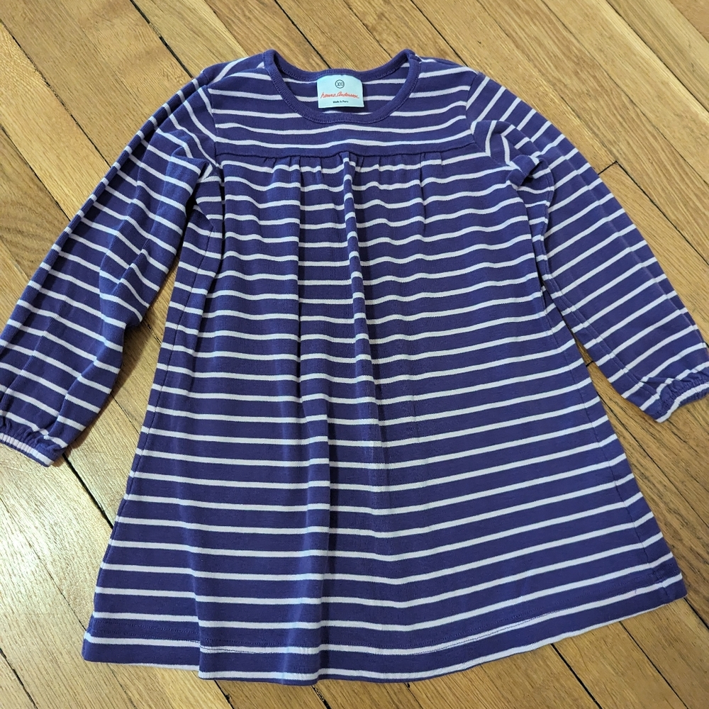 Hanna Andersson purple striped dress 100cm 4T